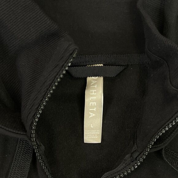 Athleta Black Triumph Full Zip Hoodie Jacket size Large Athletic Thumb Holes I - Picture 5 of 11